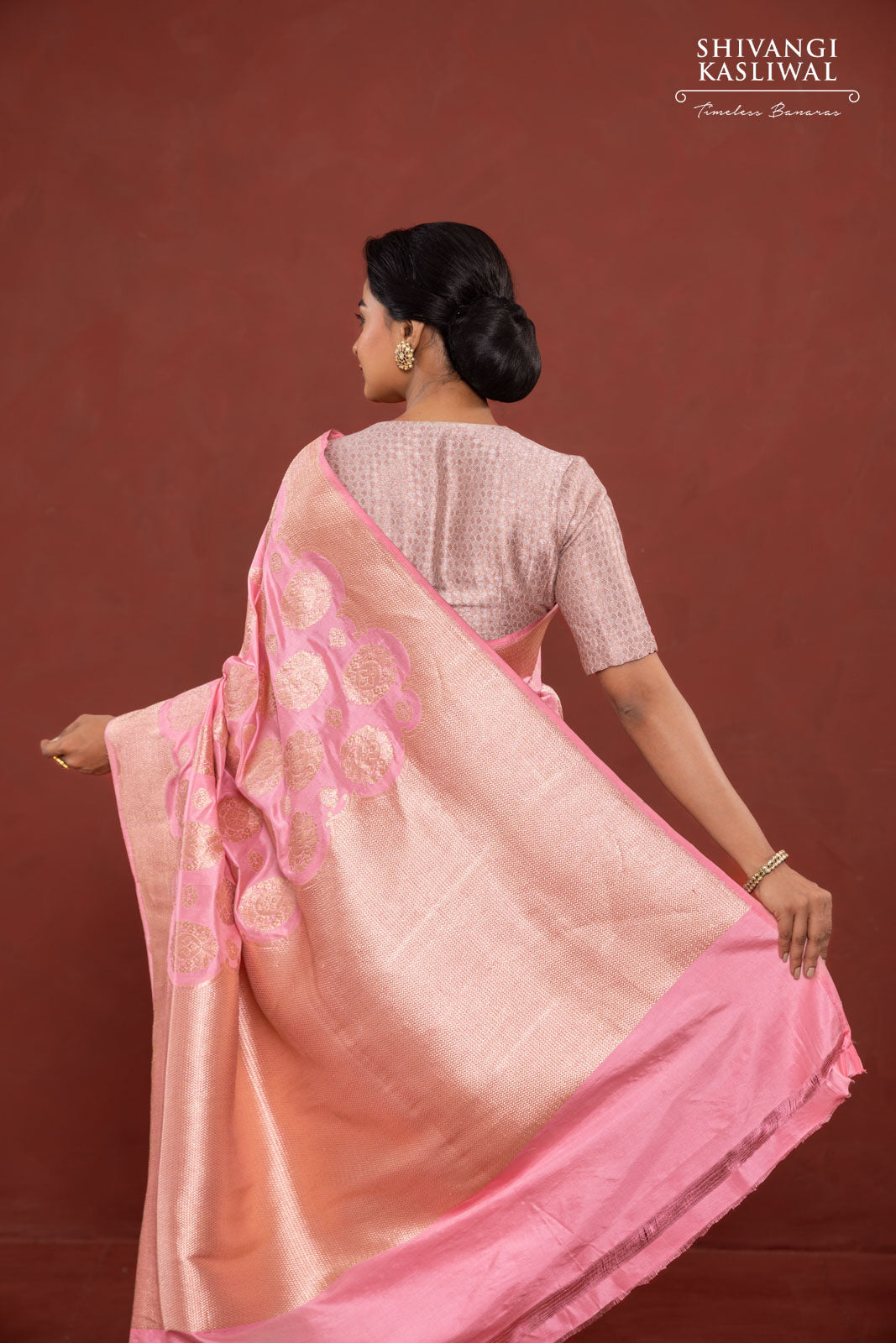 Baby Pink Handwoven Banarasi Kadhua Silk Saree