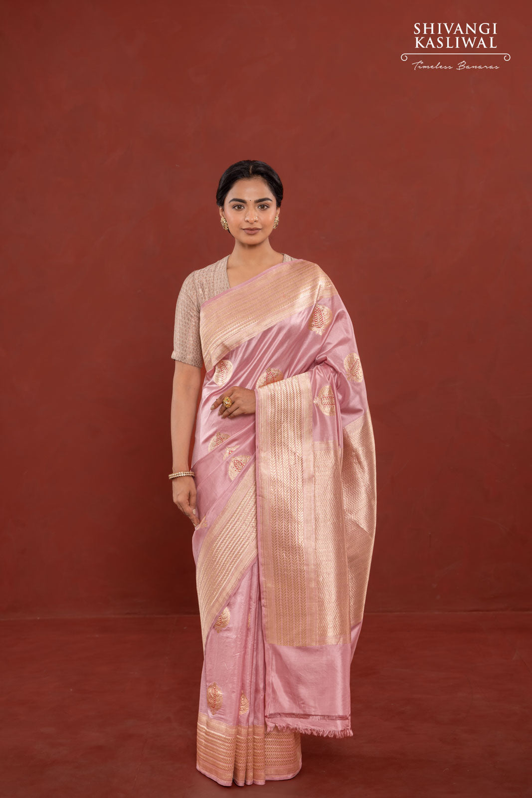 Pink Handwoven Banarasi Kadhua Silk Saree