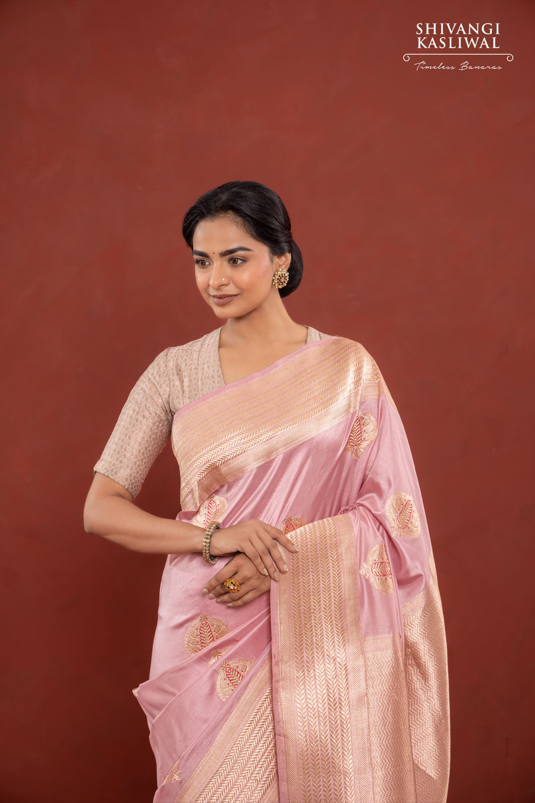 Pink Handwoven Banarasi Kadhua Silk Saree