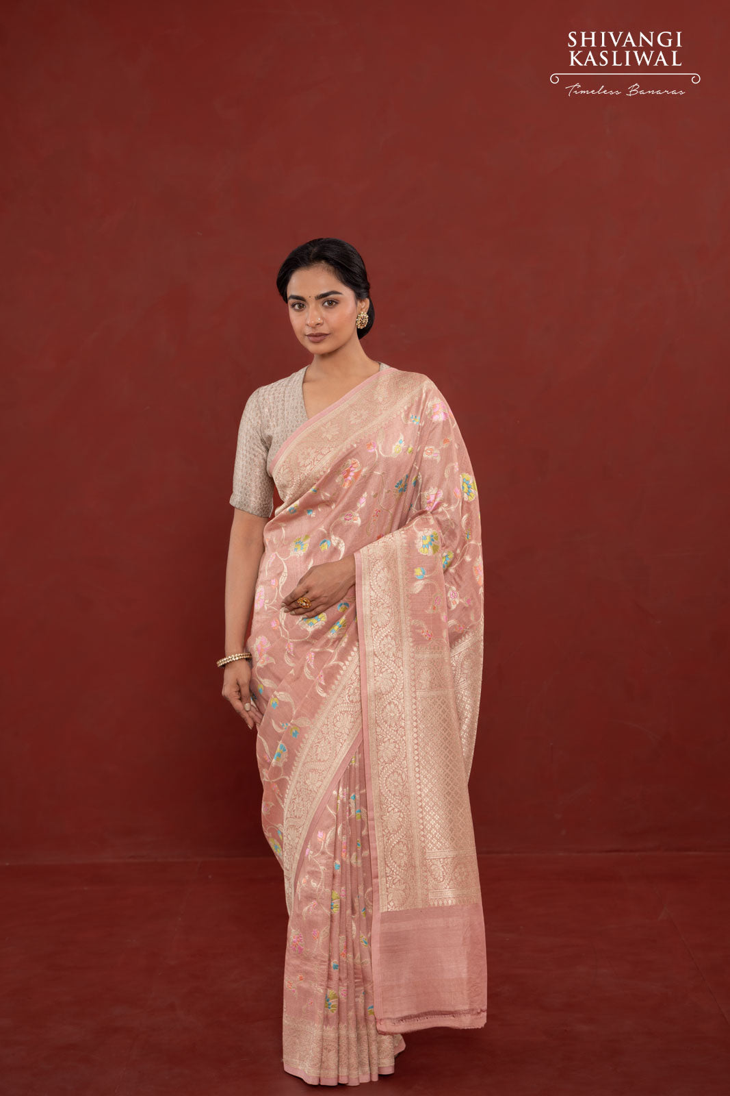Pink Handwoven Banarasi Georgette Saree