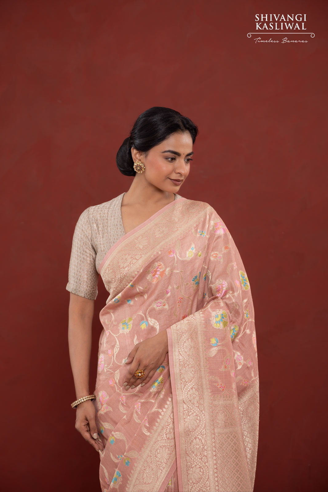 Pink Handwoven Banarasi Georgette Saree