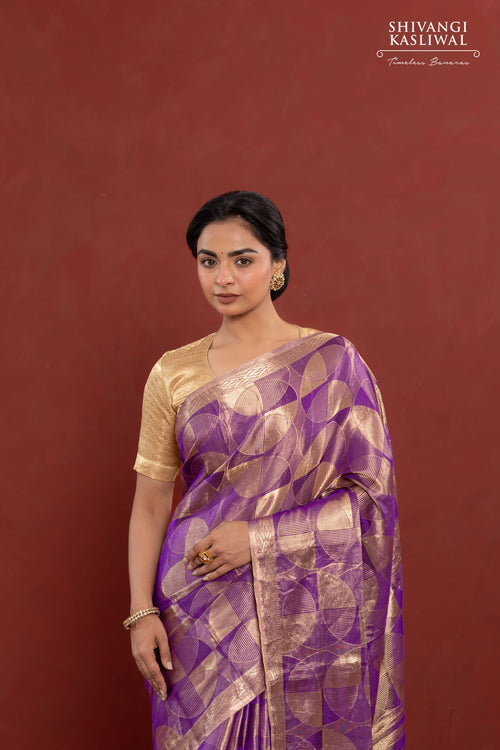 Purple Handwoven Banarasi Silk Saree