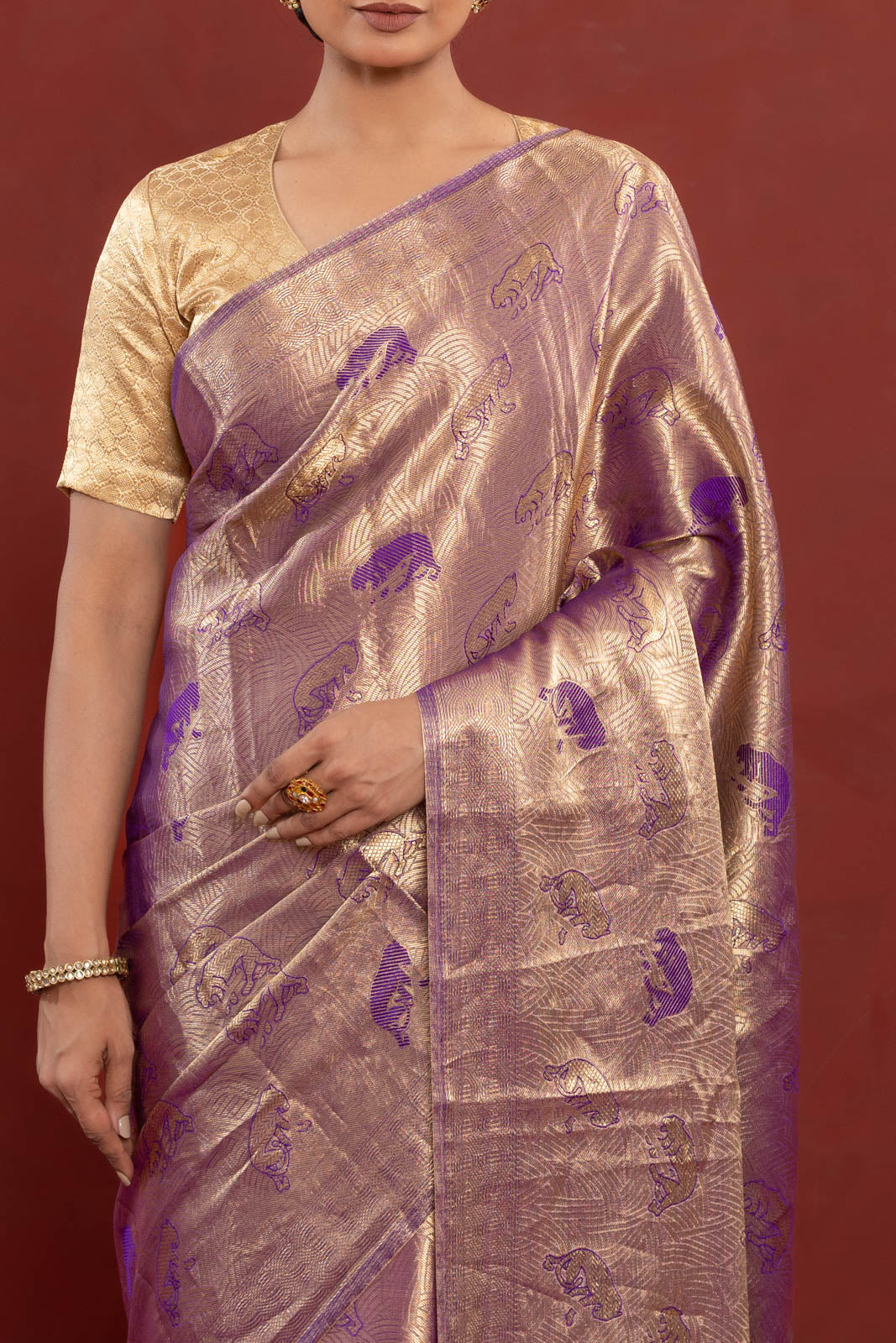 Purple Handwoven Banarasi Silk Saree