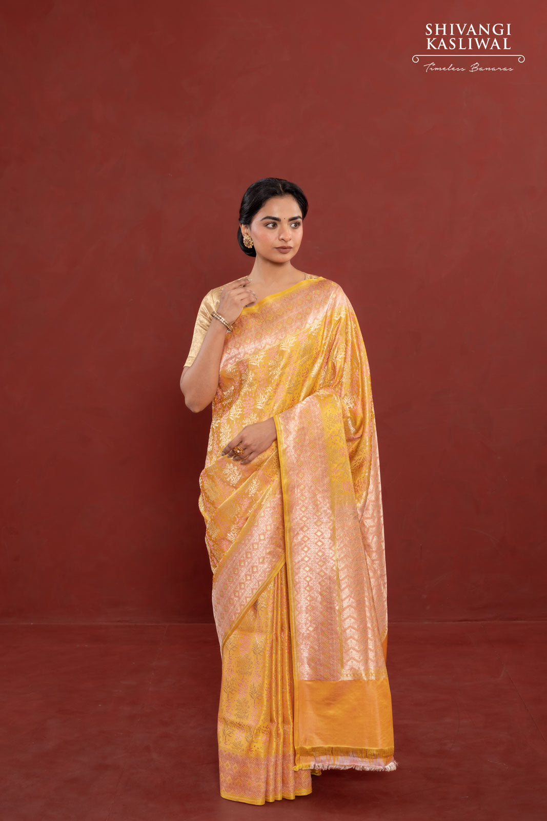 Yellow Handwoven Banarasi Satin Silk Saree