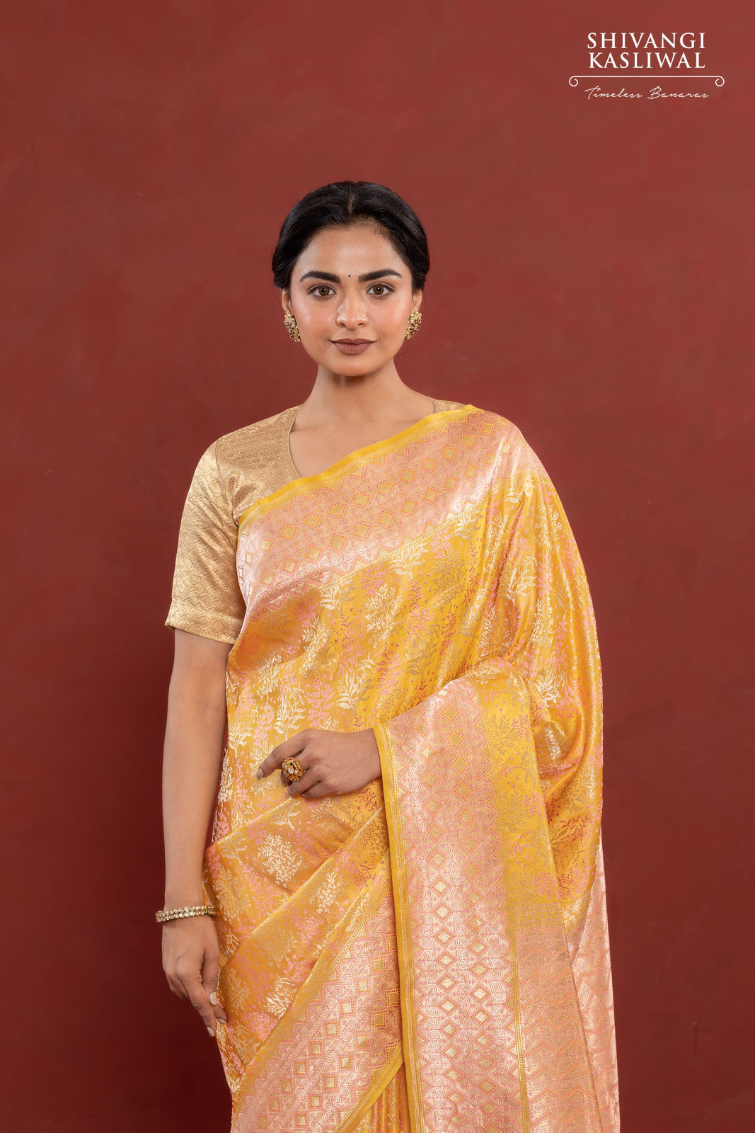 Yellow Handwoven Banarasi Satin Silk Saree
