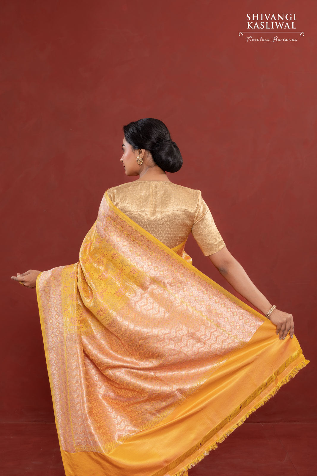 Yellow Handwoven Banarasi Satin Silk Saree