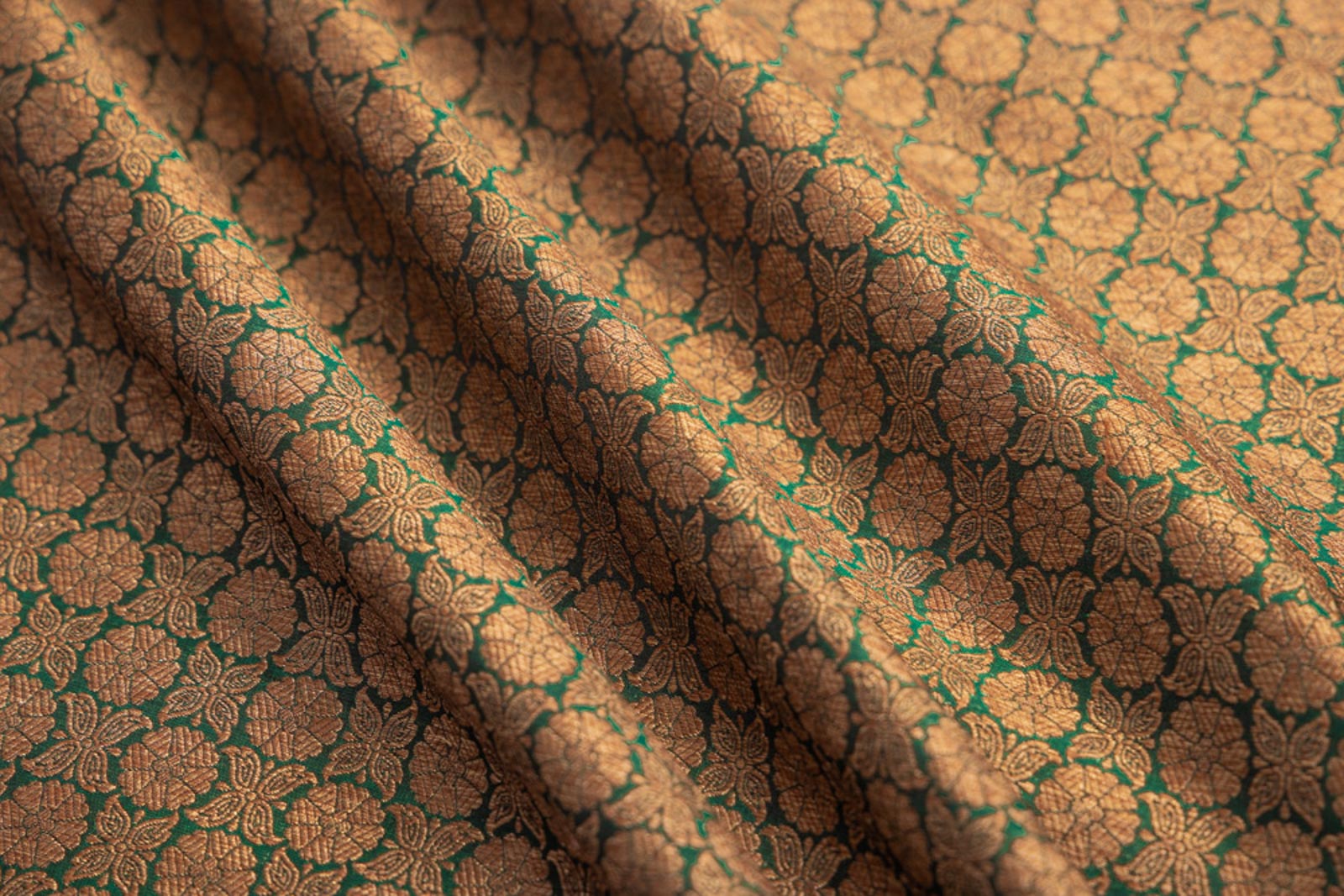 Green Handwoven Banarasi Brocade Fabric