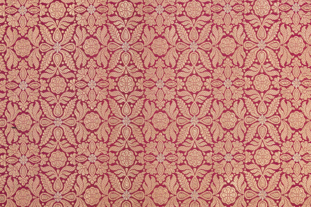 Wine Handwoven Banarasi Brocade Fabric