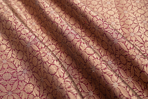 Wine Handwoven Banarasi Brocade Fabric