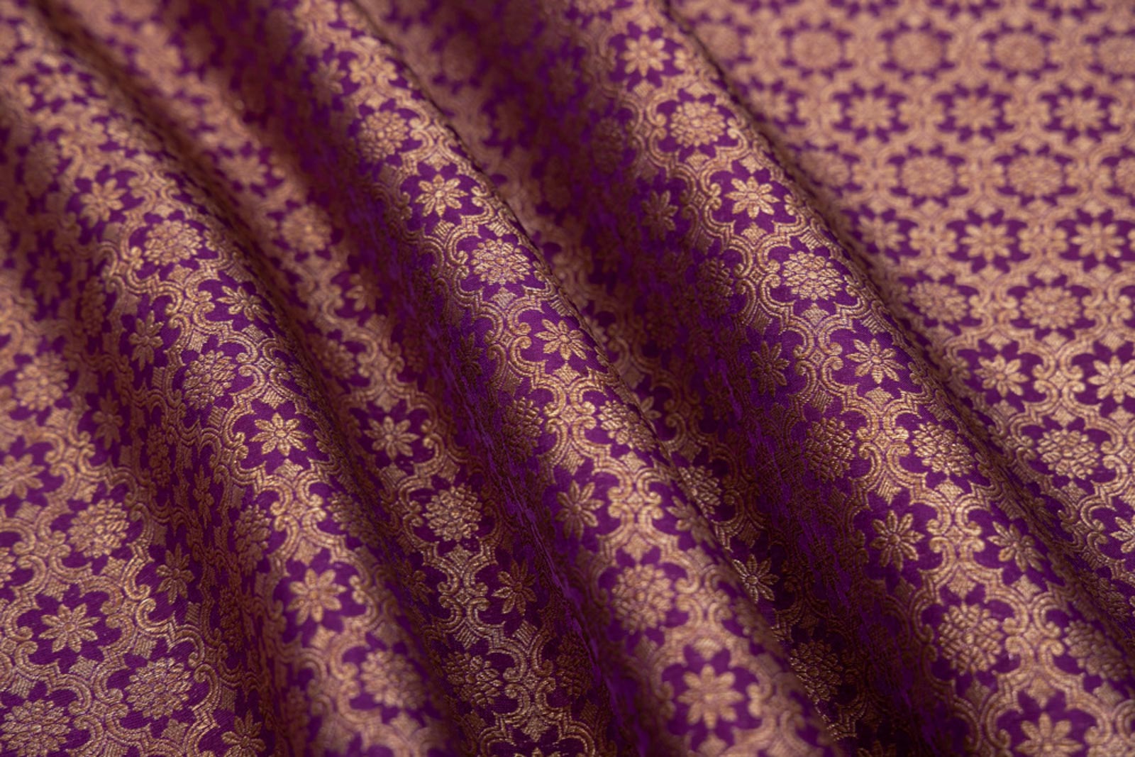 Purple Handwoven Banarasi Brocade Fabric