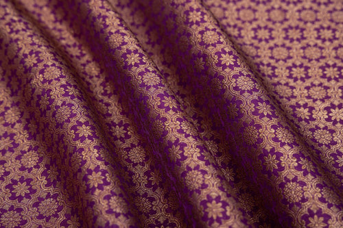 Purple Handwoven Banarasi Brocade Fabric