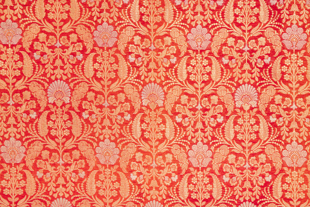 Red Handwoven Banarasi Brocade Fabric
