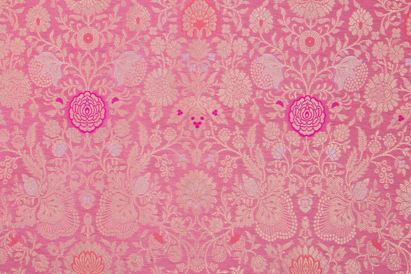 Pink Handwoven Banarasi Brocade Fabric