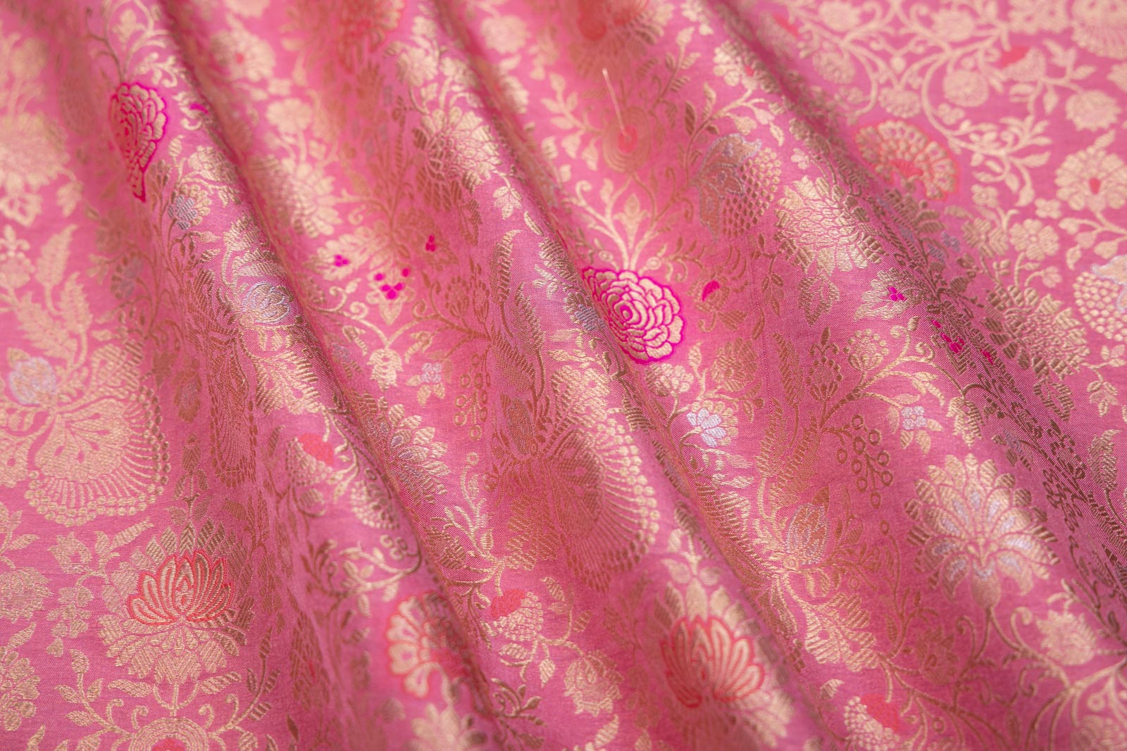 Pink Handwoven Banarasi Brocade Fabric