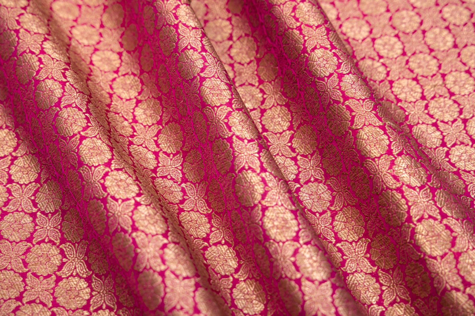 Fuchsia Pink Handwoven Banarasi Brocade Fabric