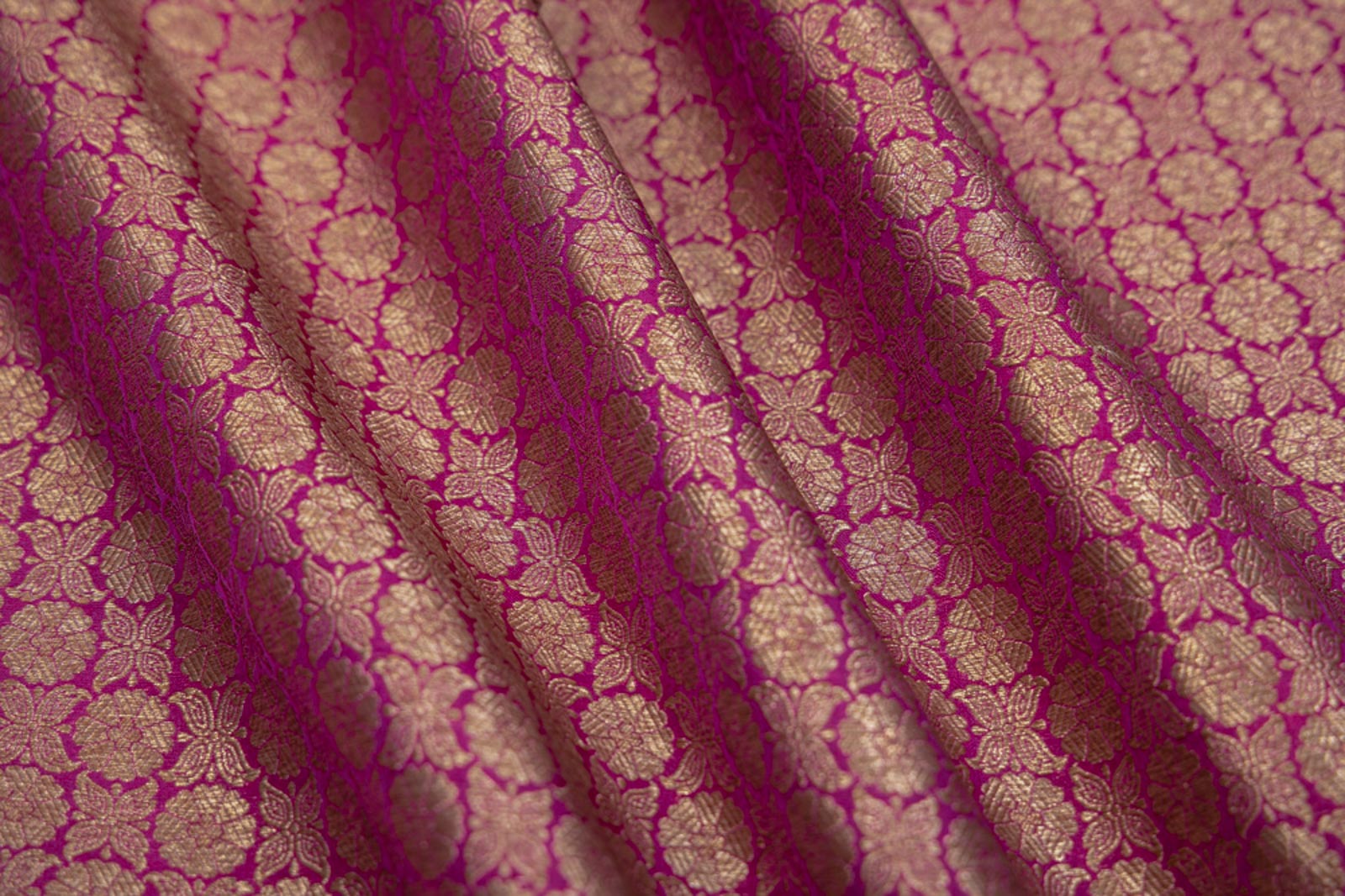 Magenta Pink Handwoven Banarasi Brocade Fabric