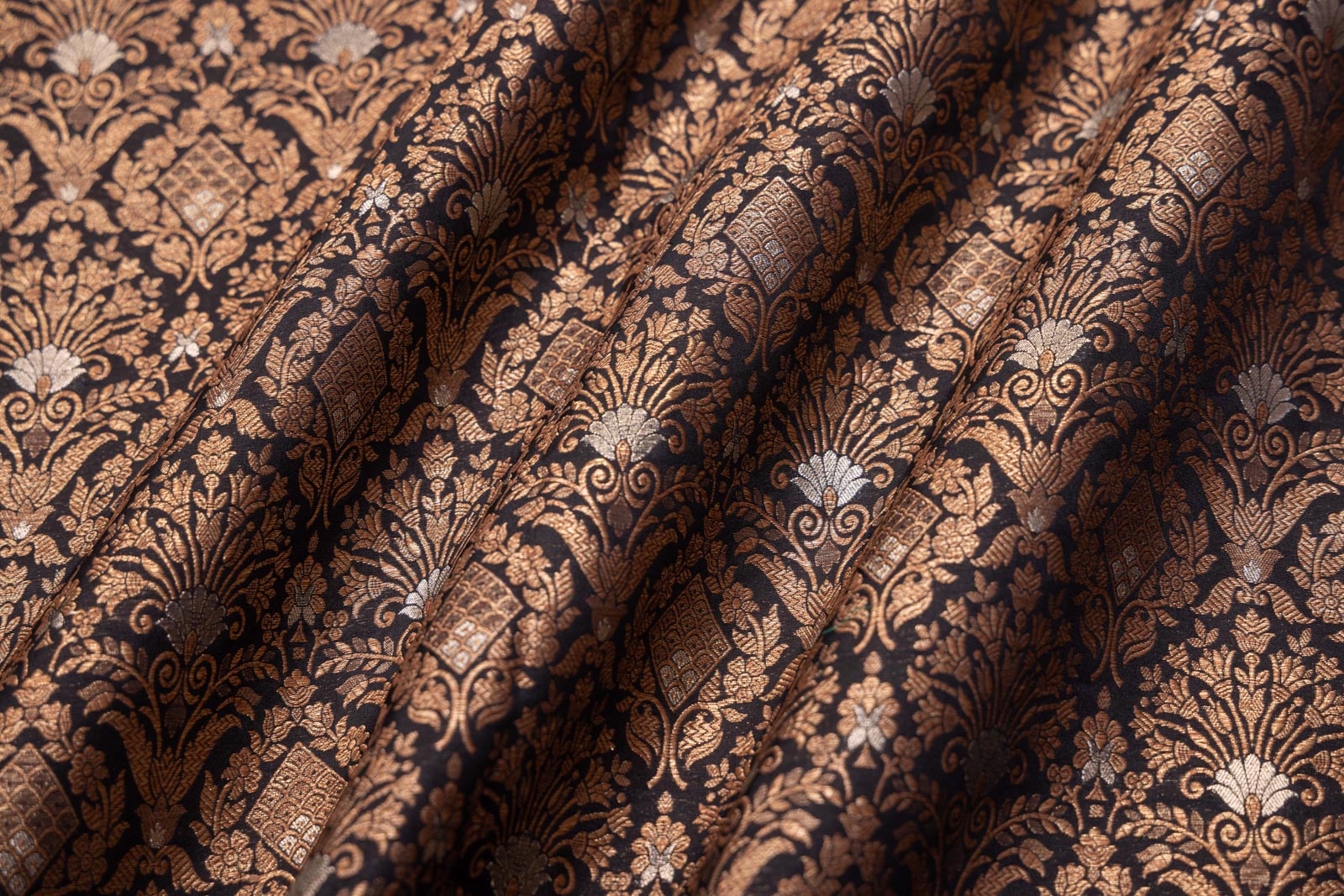Black Handwoven Banarasi Brocade Fabric