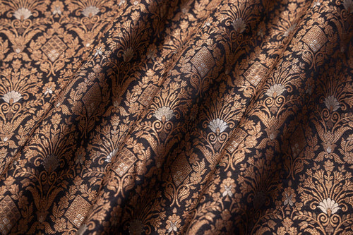Black Handwoven Banarasi Brocade Fabric