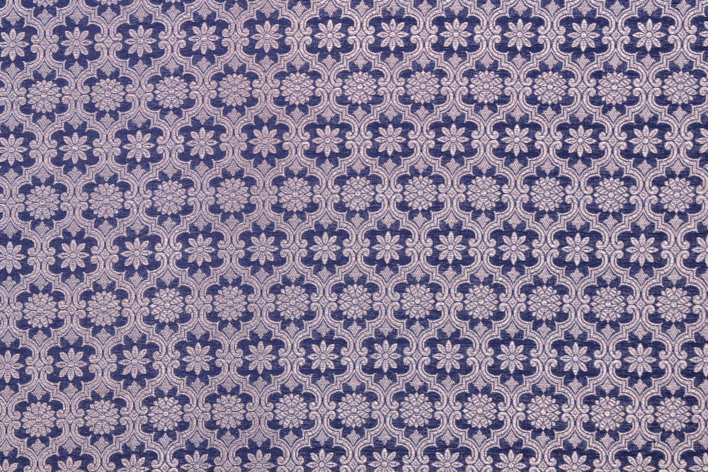 Midnight Blue Handwoven Banarasi Brocade Fabric