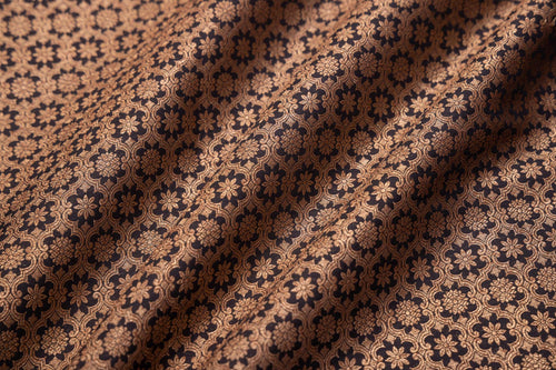 Black Handwoven Banarasi Brocade Fabric