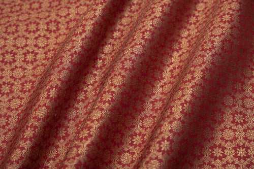 Maroon Handwoven Banarasi Brocade Fabric