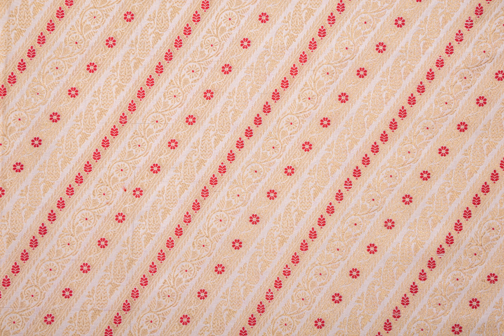 Off-White Handwoven Banarasi Brocade Fabric