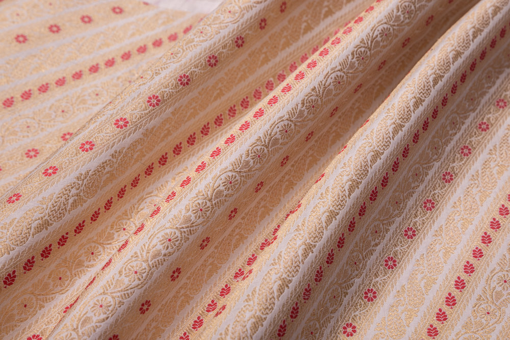 Off-White Handwoven Banarasi Brocade Fabric