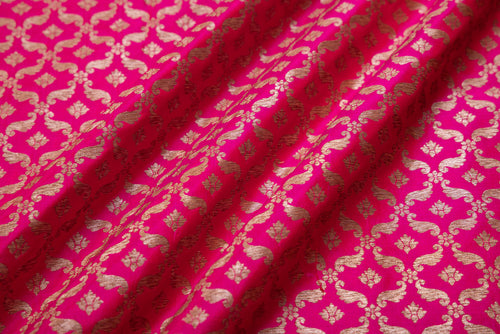 Pink Dual Tone Handwoven Banarasi Silk Fabric