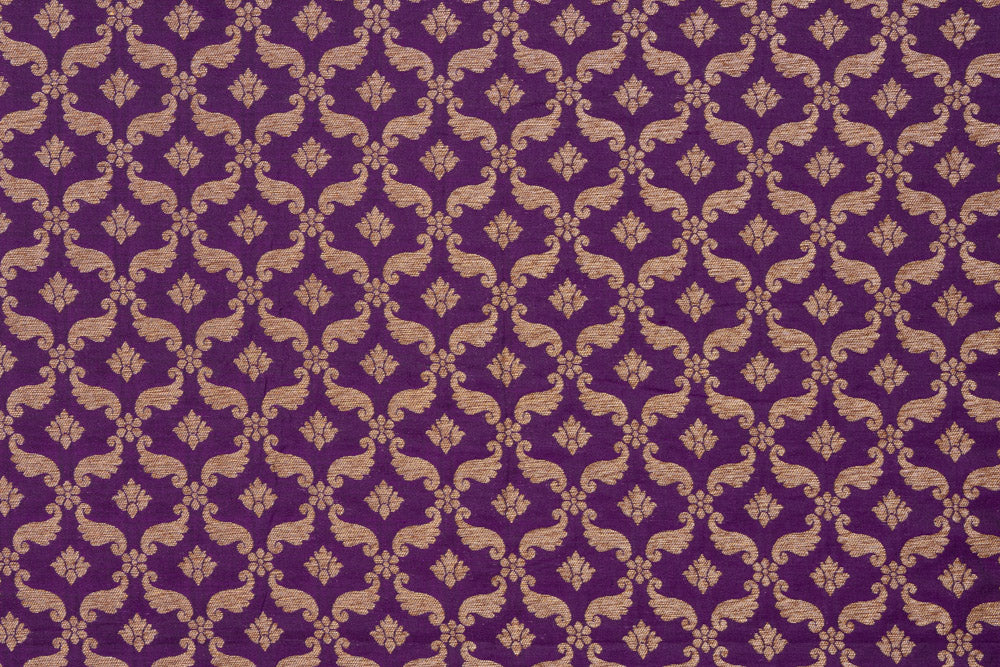 Purple Handwoven Banarasi Silk Fabric