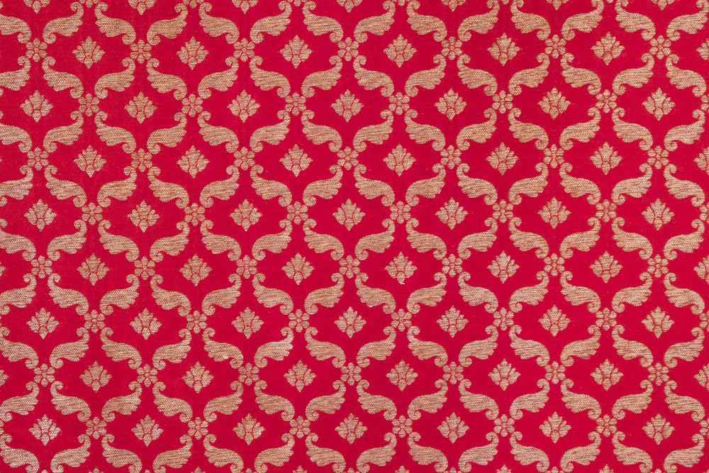 Maroon Handwoven Banarasi Silk Fabric