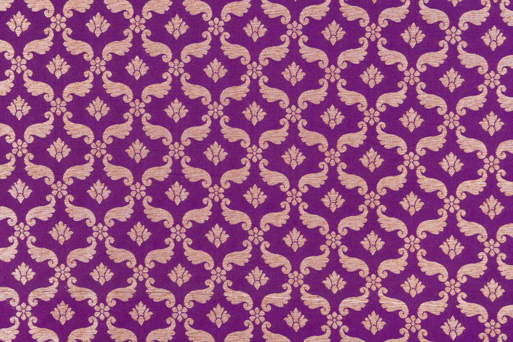 Magenta Purple Handwoven Banarasi Silk Fabric
