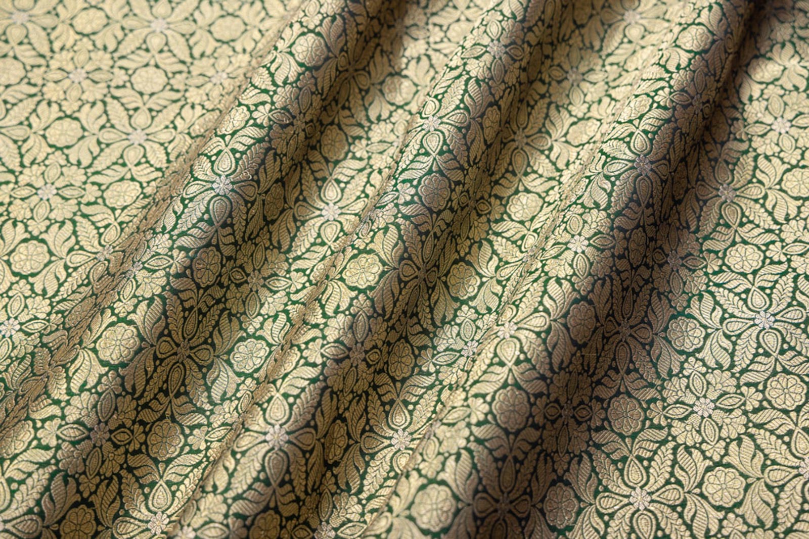Green Handwoven Banarasi Brocade Fabric