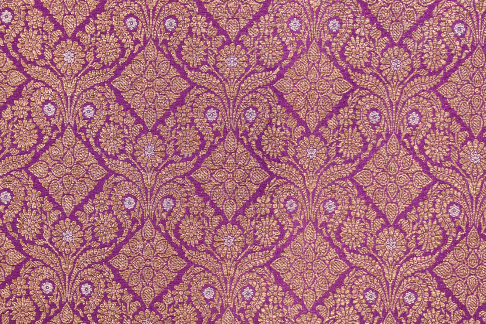 Magenta Purple Handwoven Banarasi Brocade Fabric