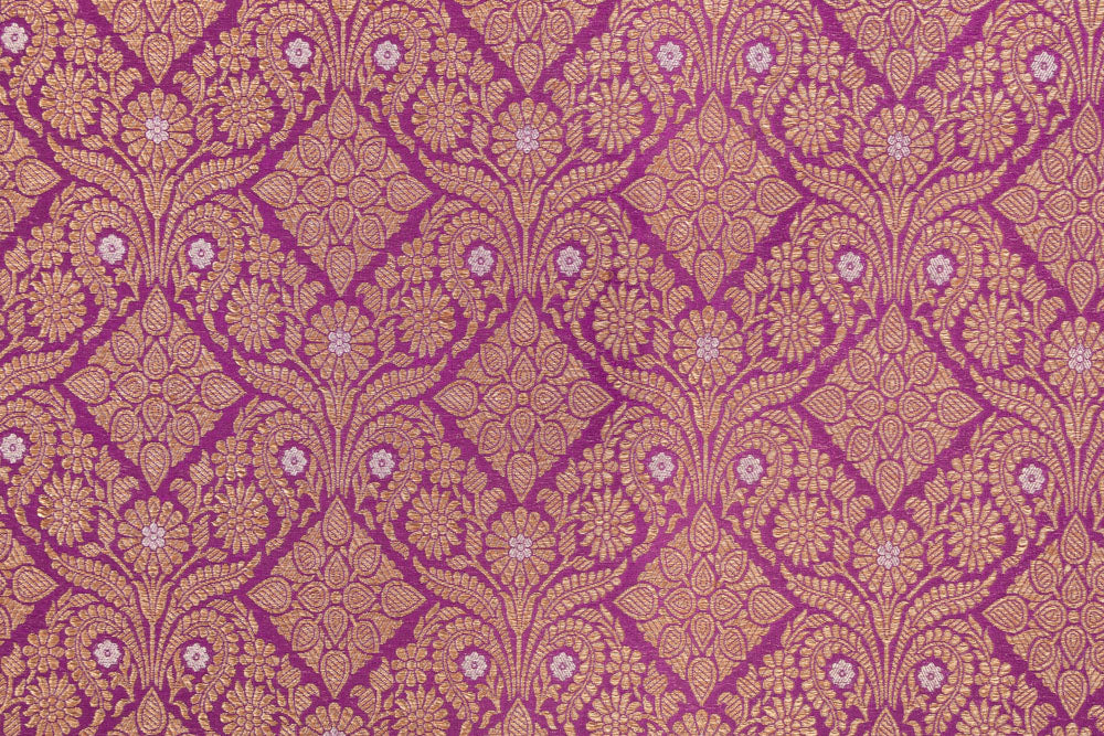 Magenta Pink Handwoven Banarasi Brocade Fabric