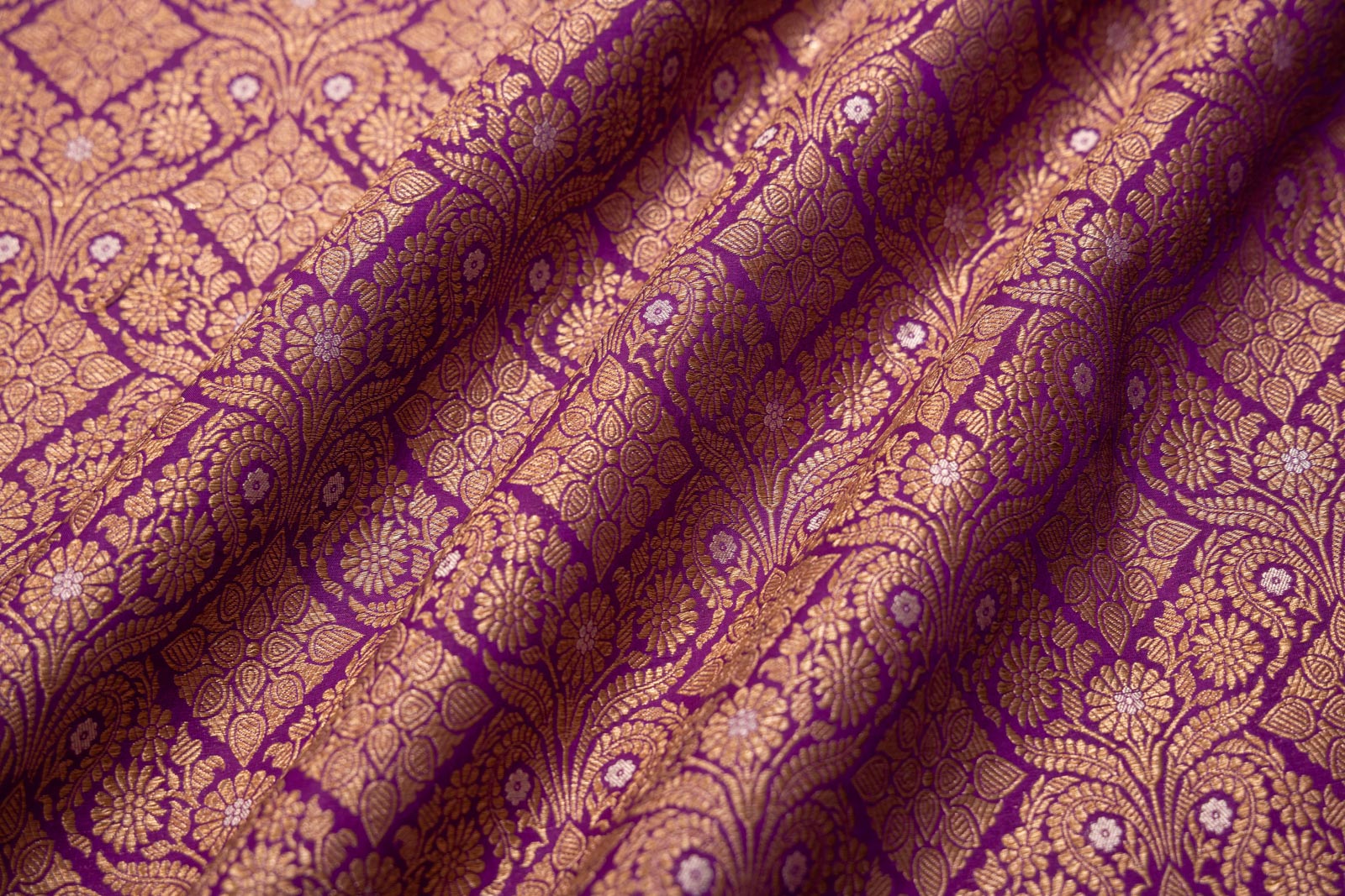 Magenta Purple Handwoven Banarasi Brocade Fabric