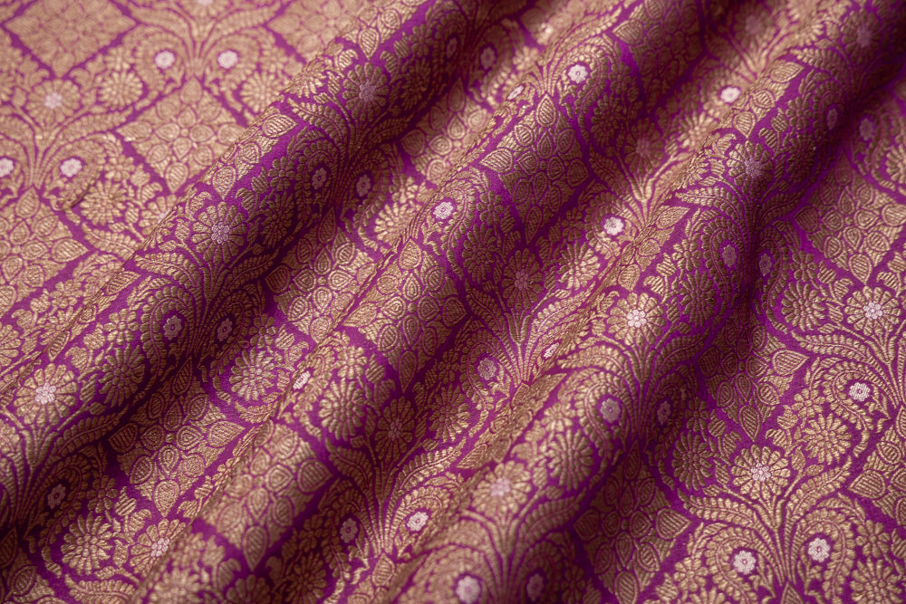 Magenta Pink Handwoven Banarasi Brocade Fabric