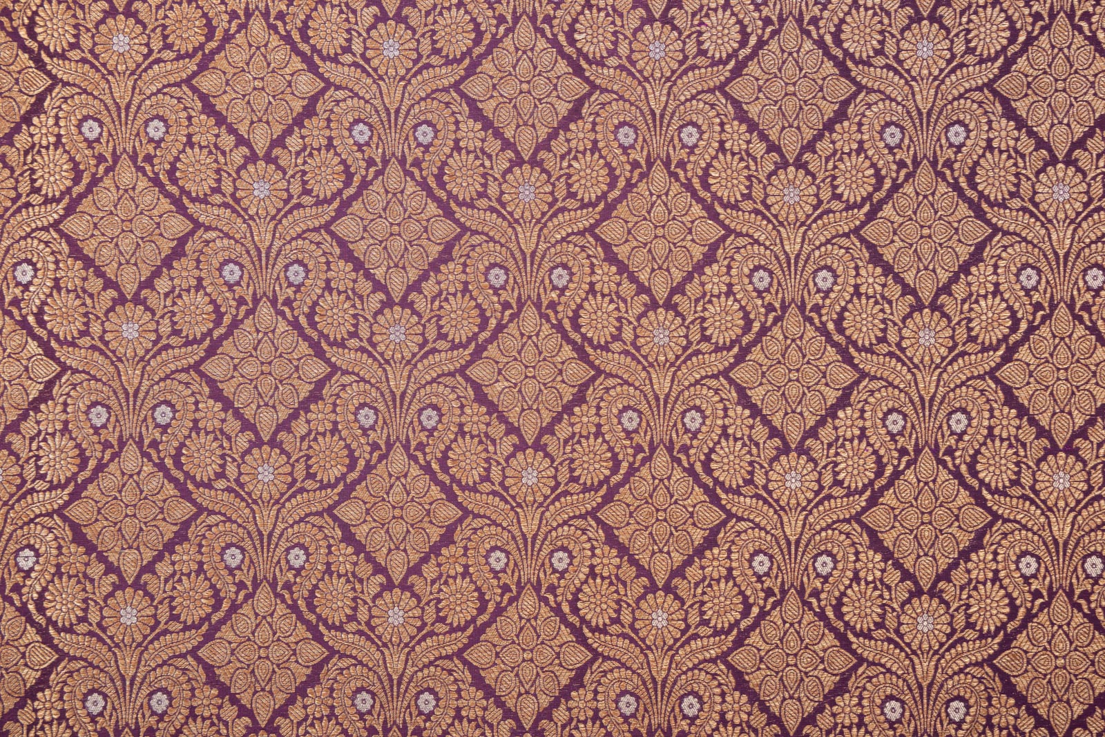 Purple Handwoven Banarasi Brocade Fabric