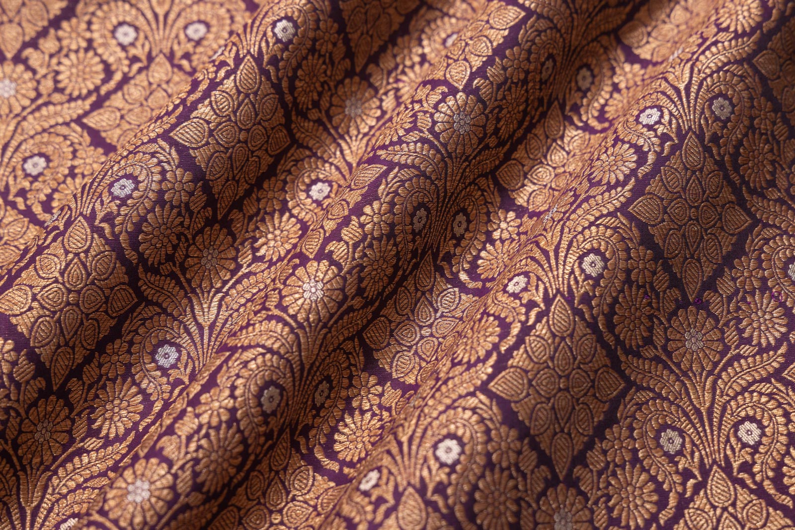 Purple Handwoven Banarasi Brocade Fabric