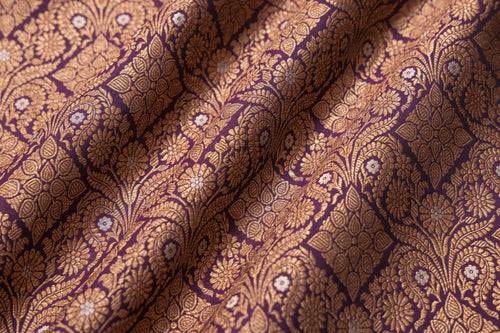 Purple Handwoven Banarasi Brocade Fabric