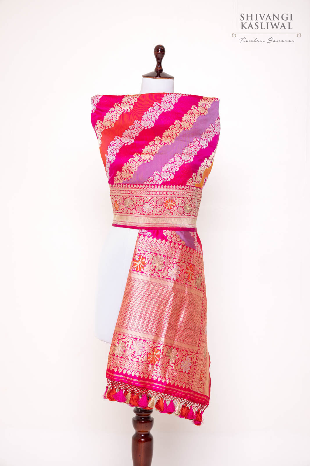 Multicolor Rangkat Handwoven Banarasi Kadhua Silk Dupatta