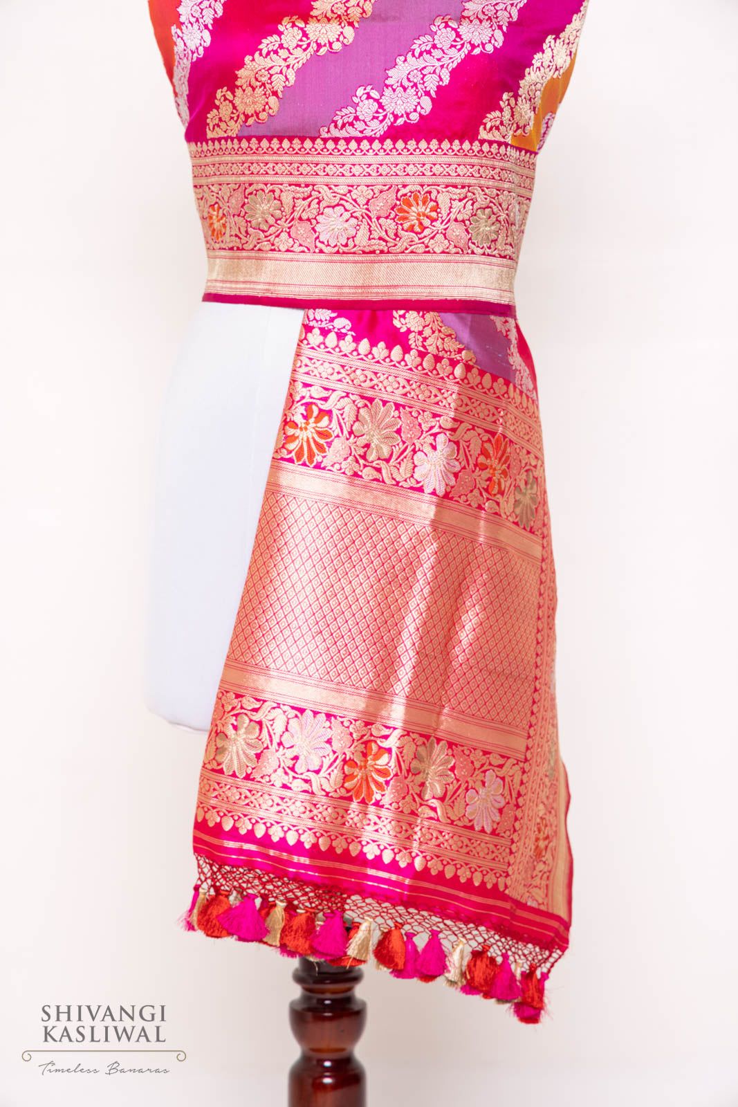 Multicolor Rangkat Handwoven Banarasi Kadhua Silk Dupatta
