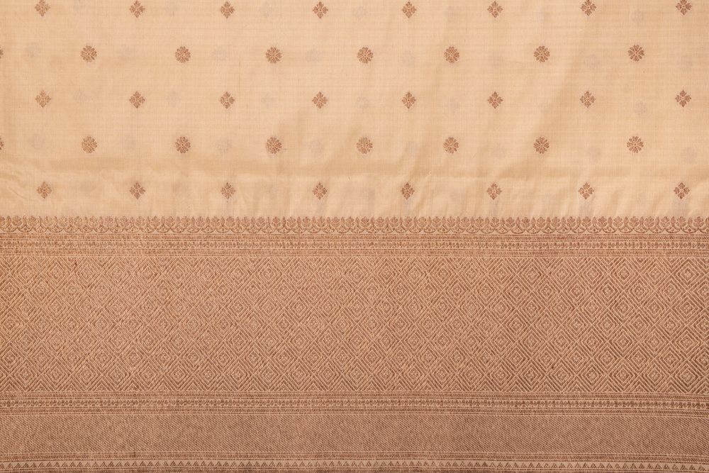 Beige Handwoven Banarasi Silk Fabric