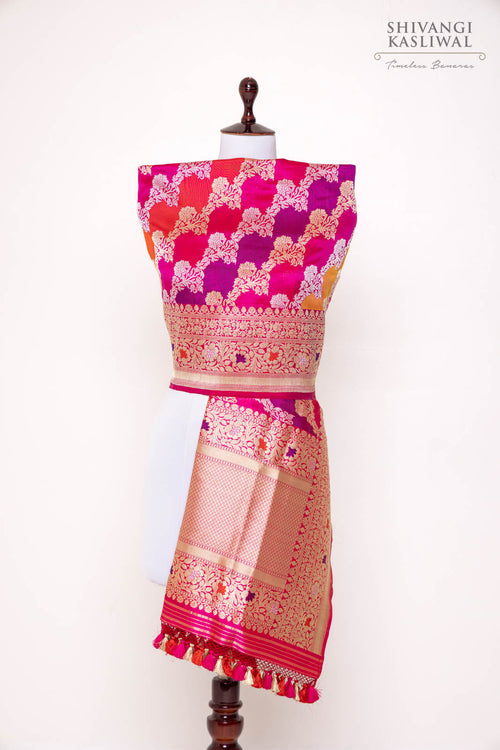 Multicolor Rangkat Handwoven Banarasi Kadhua Silk Dupatta