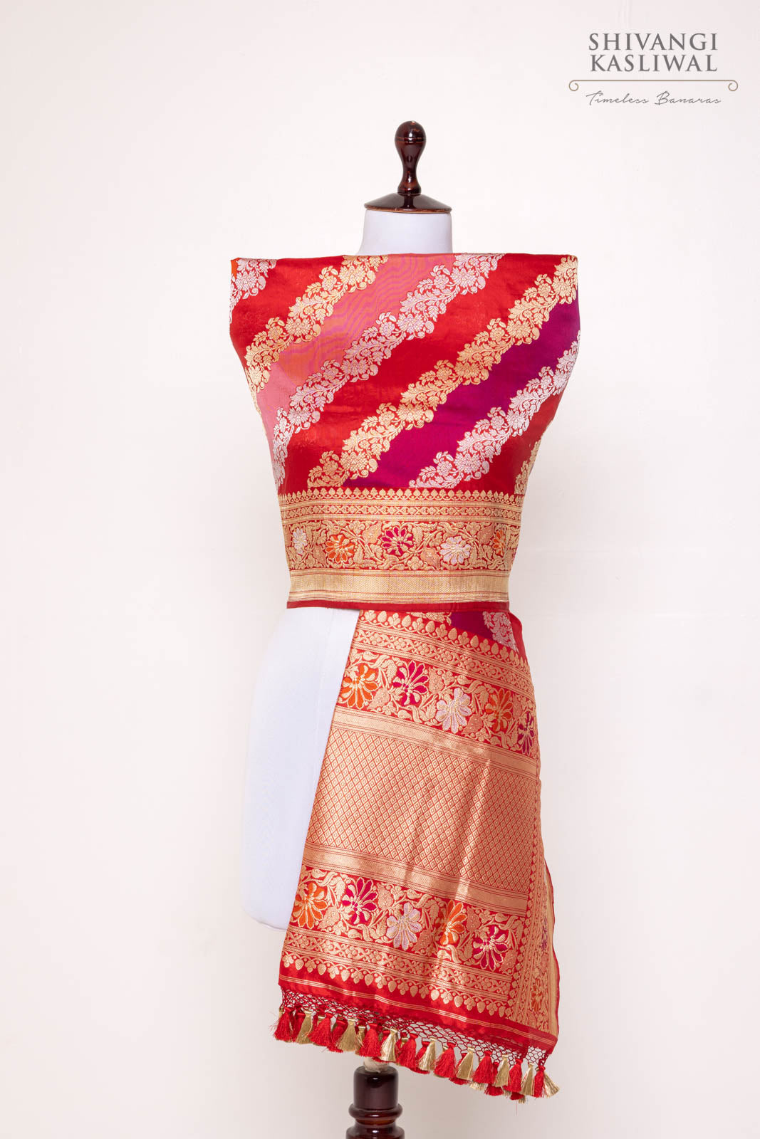 Multicolor Rangkat Handwoven Banarasi Kadhua Silk Dupatta