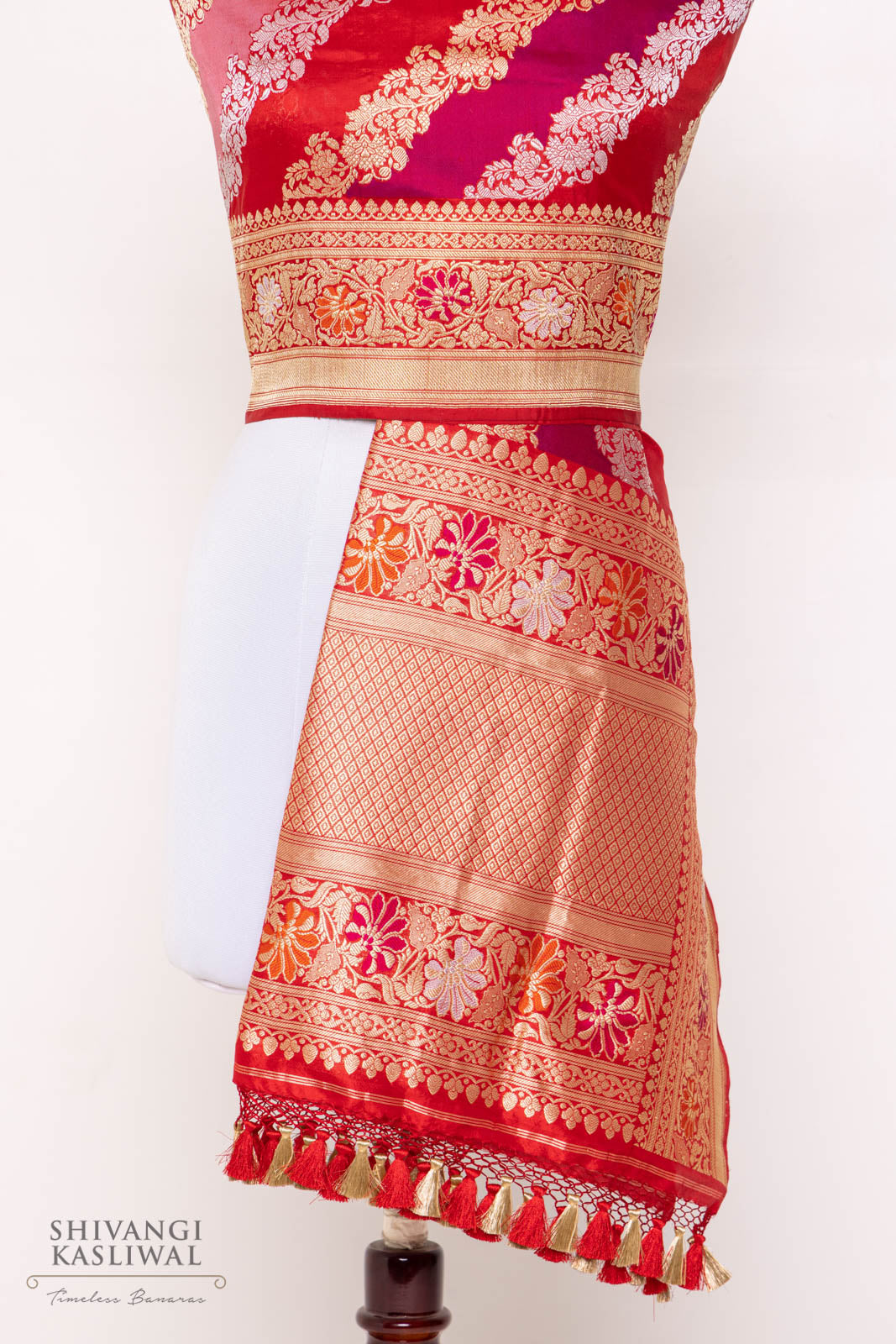 Multicolor Rangkat Handwoven Banarasi Kadhua Silk Dupatta