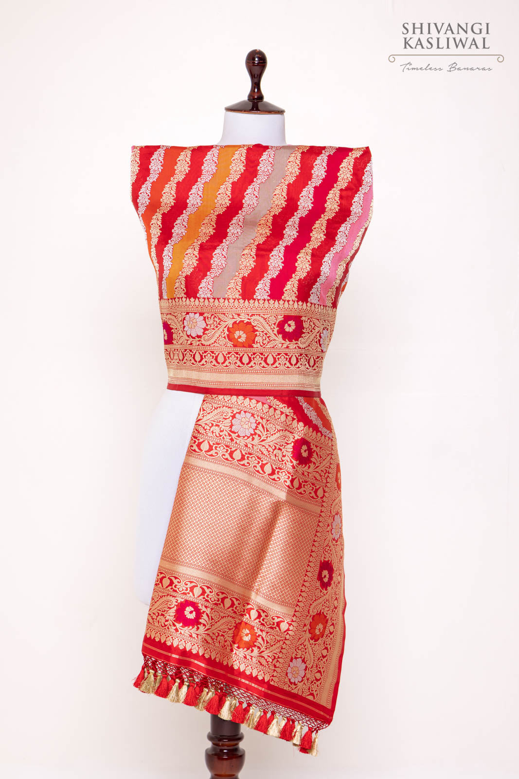 Multicolor Rangkat Handwoven Banarasi Kadhua Silk Dupatta