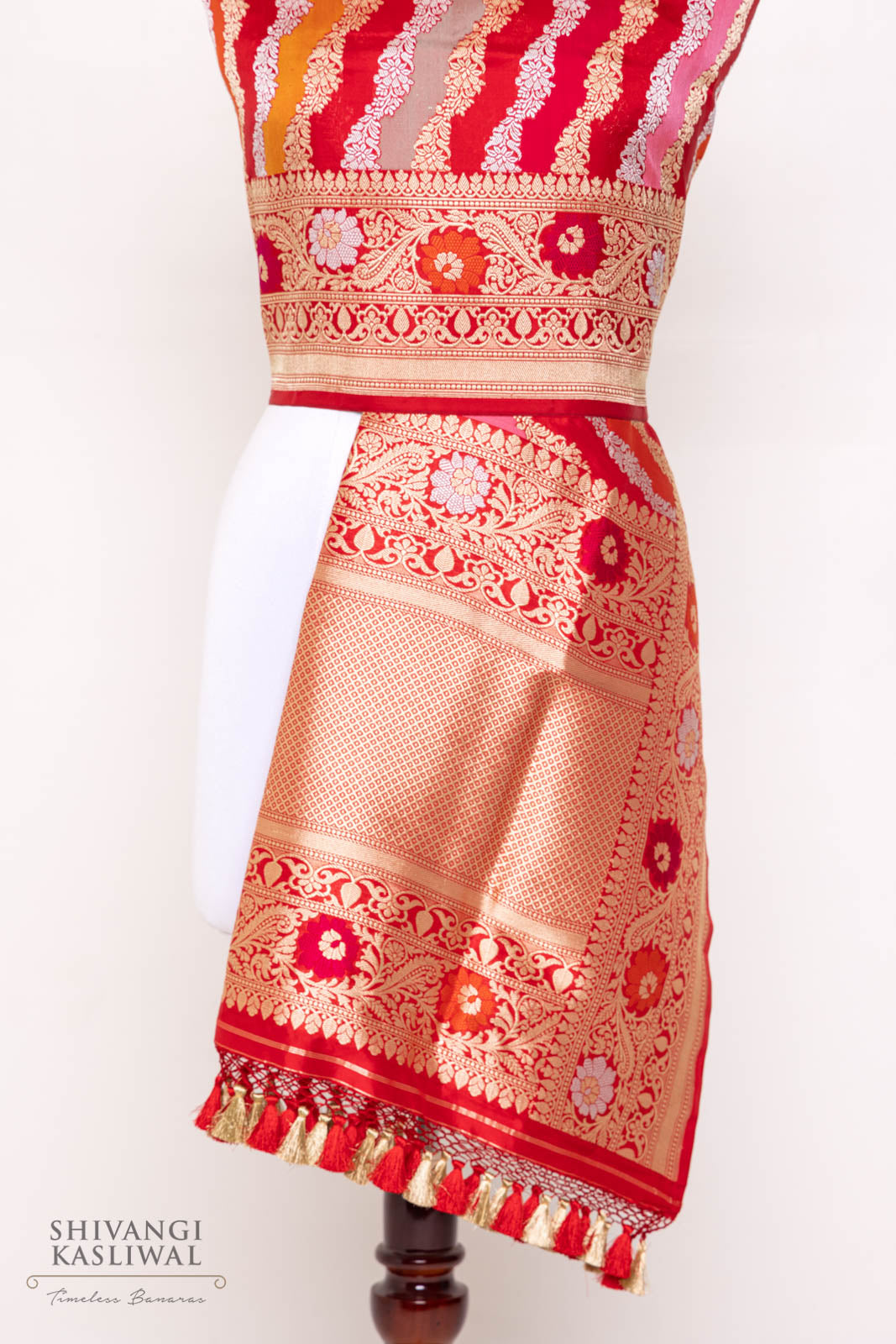 Multicolor Rangkat Handwoven Banarasi Kadhua Silk Dupatta