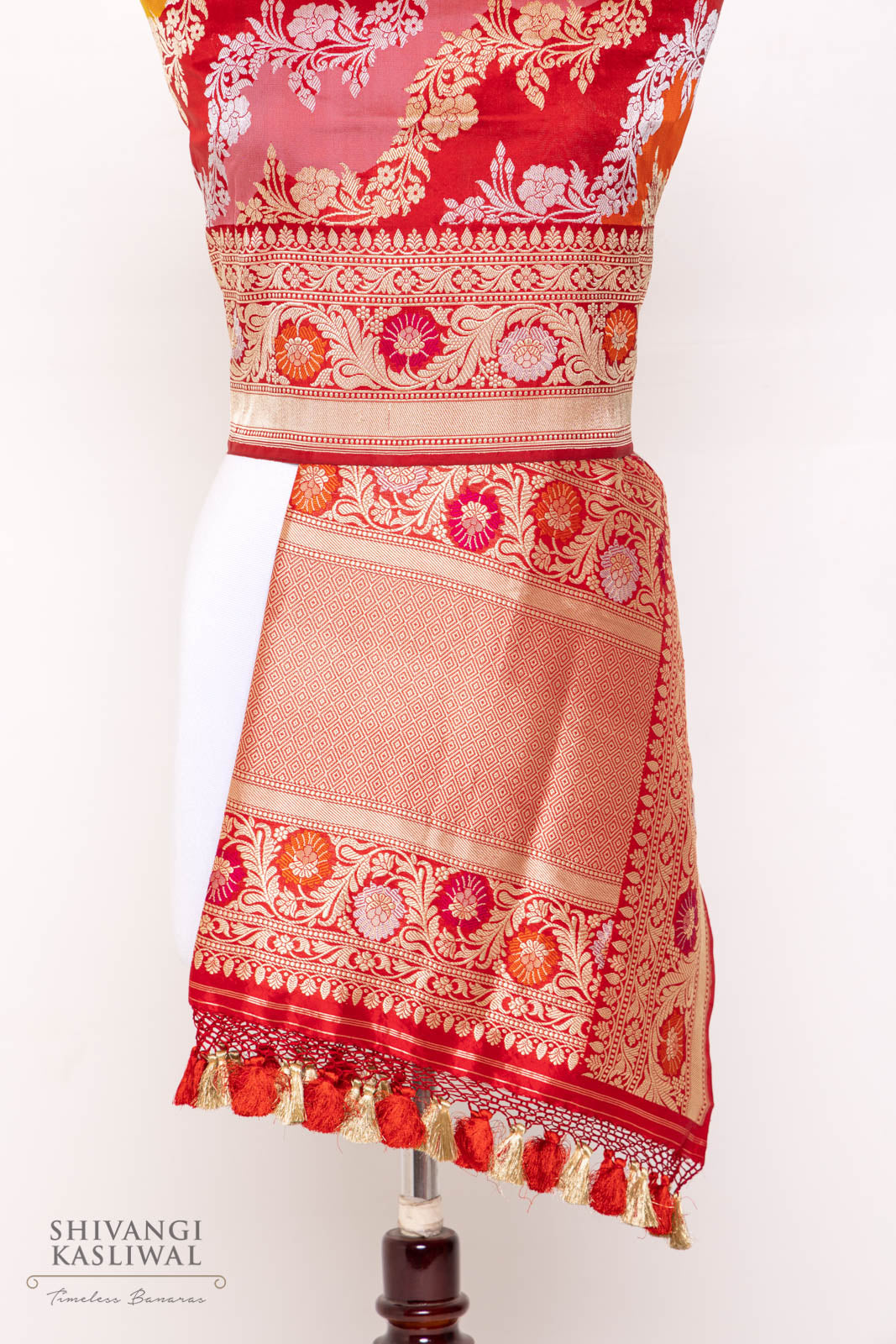 Multicolor Rangkat Handwoven Banarasi Kadhua Silk Dupatta