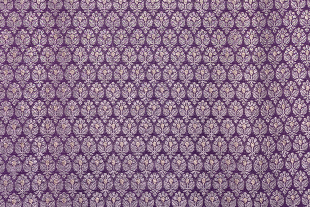 Purple Handwoven Banarasi Brocade Fabric