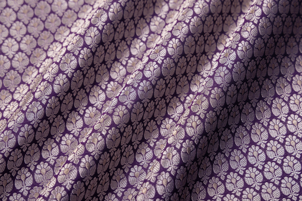 Purple Handwoven Banarasi Brocade Fabric
